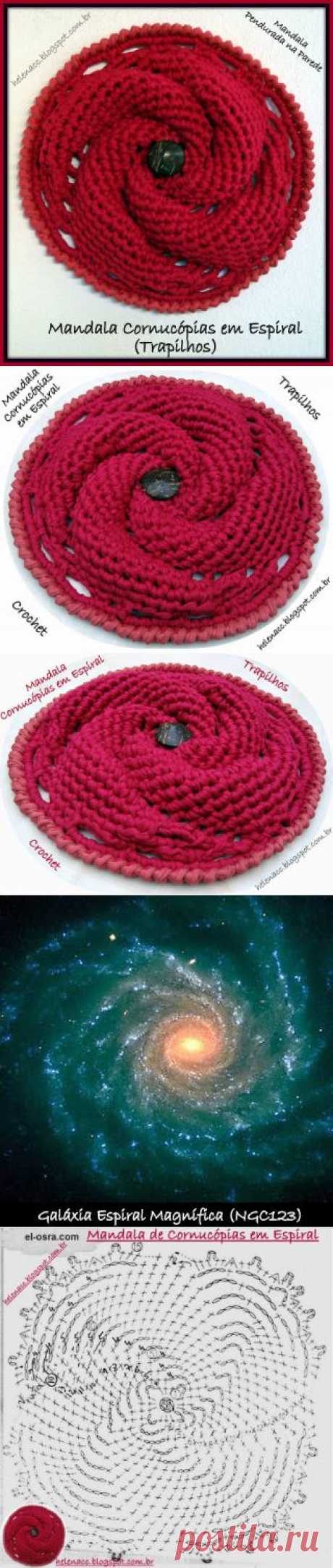 EU TAMBÉM CROCHETO...: Mandala Cornucópias em Espiral (Trapilhos)