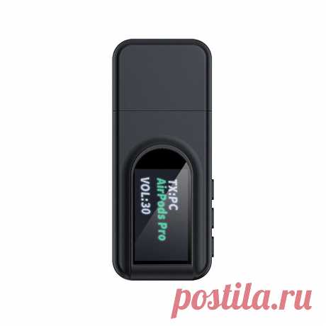 Geva xtt1 two in one bluetooth 5.0 adapter wireless transmitter receiver usb aux with display for tv computer Sale - Banggood.com