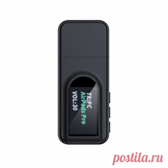 Geva xtt1 two in one bluetooth 5.0 adapter wireless transmitter receiver usb aux with display for tv computer Sale - Banggood.com