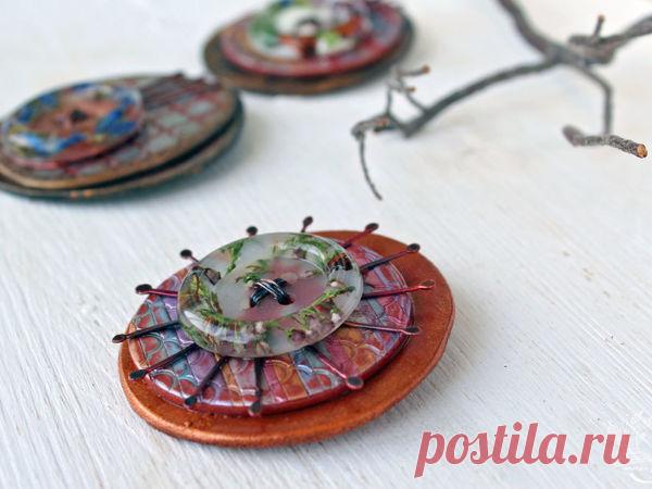 Делаем брошь «Пуговица» | Журнал Ярмарки Мастеров
