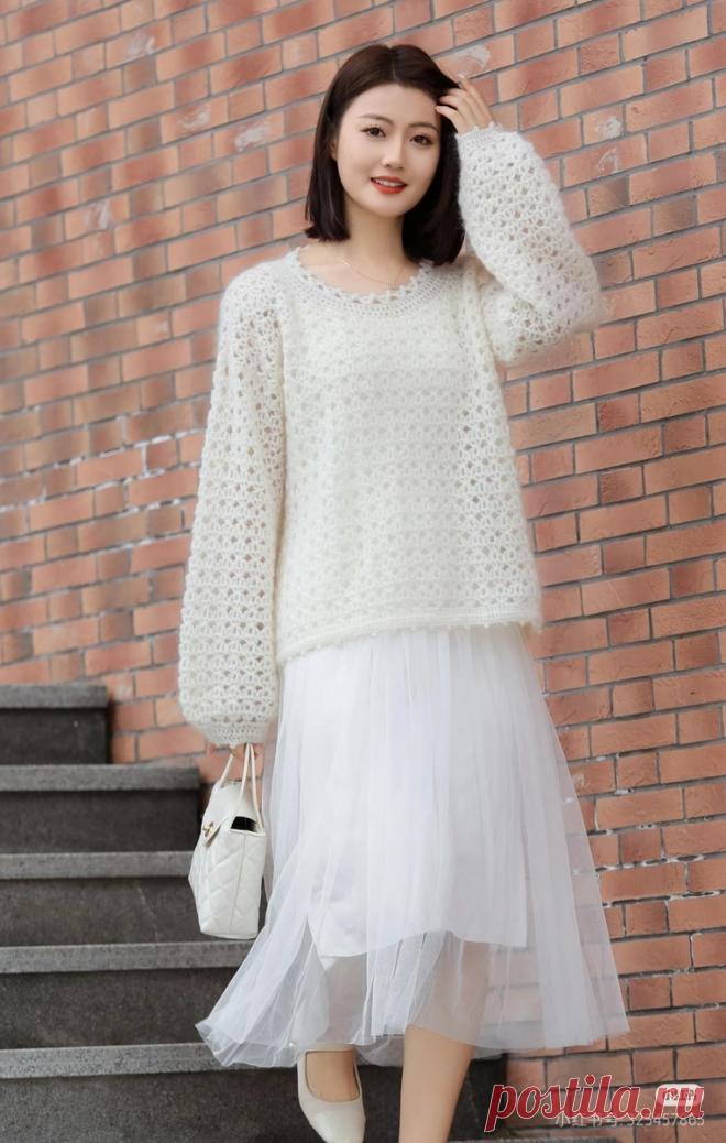 Вязанные ажурные блузы с длинным рукавом - вне времени и сезона. | Зеленая комната | Дзен