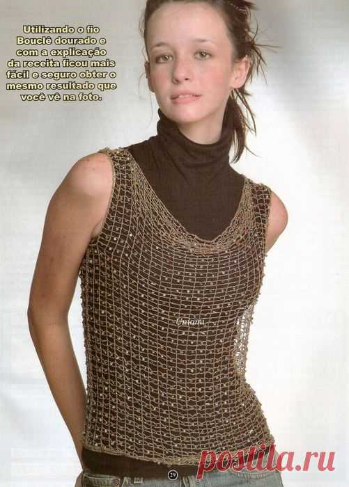 Маечка-сеточка с бисером