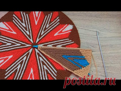 Мк круглая подушка вяжем спицами Часть 1