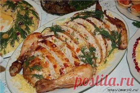 Ветчина с сыром ,запеченные в курице - Простые рецепты Овкусе.ру