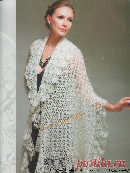 Белый палантин из мохера. Крючком. Схемы. / Обсуждение на LiveInternet - Российский Сервис Онлайн-Дневников