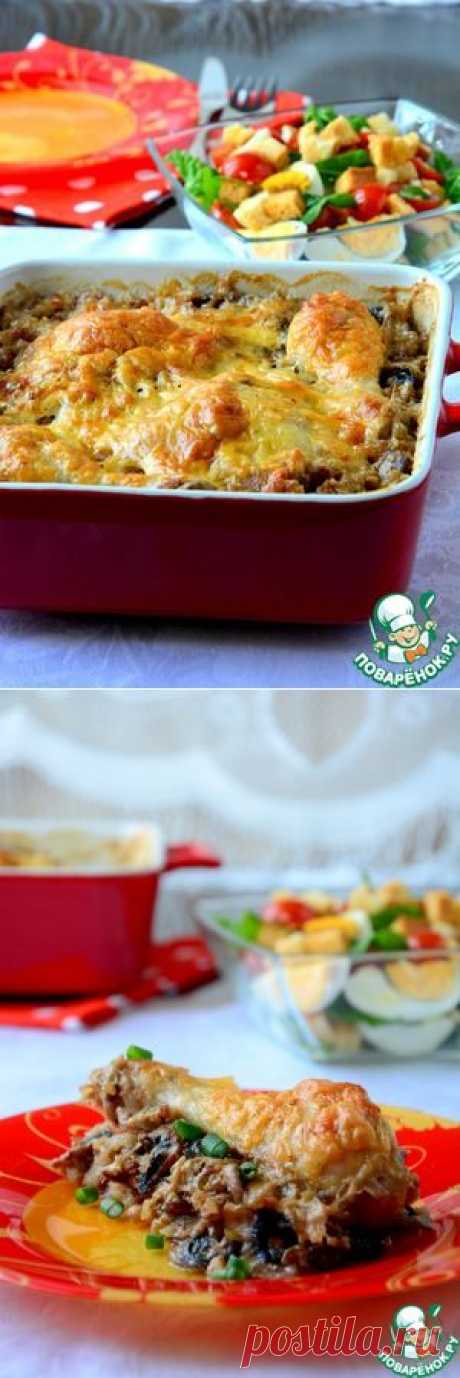 Гречка с курицей, запеченная в сливках - кулинарный рецепт