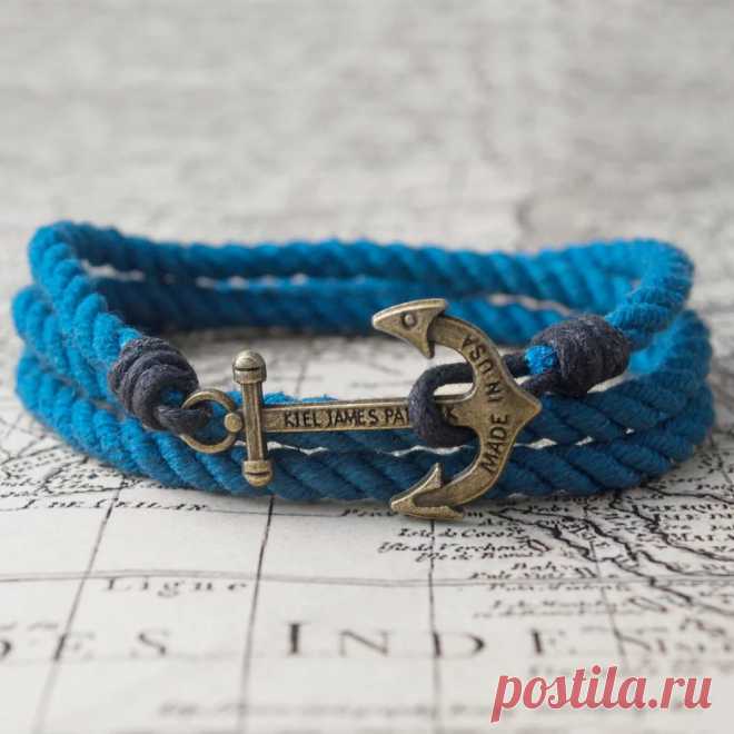 Купить синий браслет морской тематики с якорем от #fedorova_handmade | Mellroot