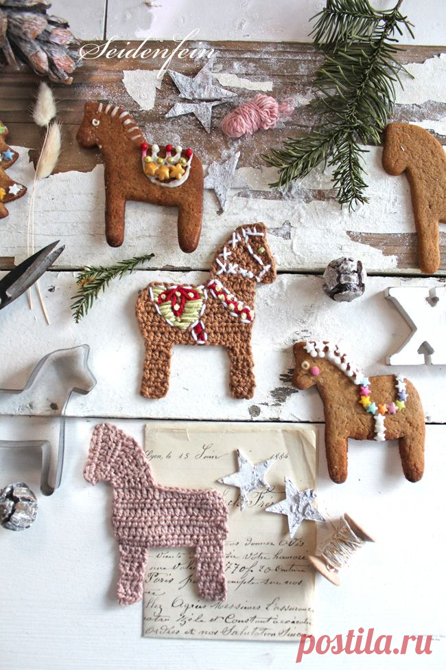 20 ❄ gehäkeltes Dalarna Pferd * tutorial * Crocheted Dalarna horse