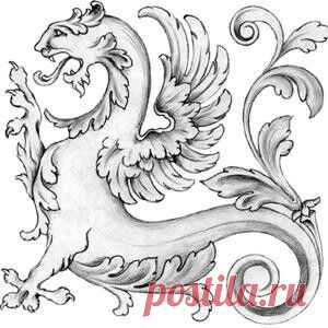 Гравировка. Эскиз. Грифон.