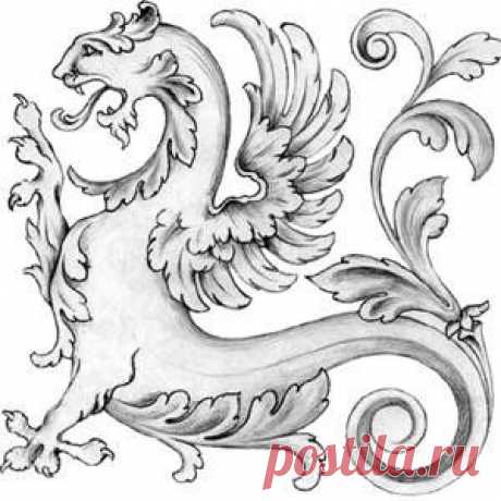 Гравировка. Эскиз. Грифон.