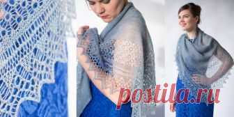 Ажурная шаль, вязаная спицами шетландским узором из тонкой пряжи - паутинки, вполне может стать в определенный момент и свадебной шалью.