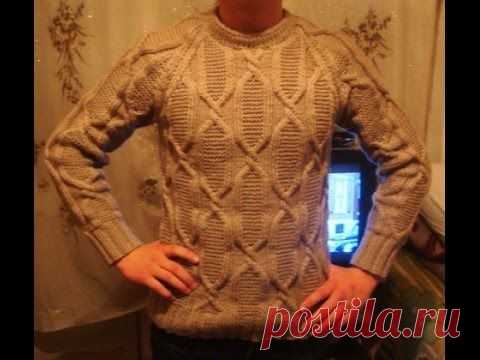 Мужской пуловер спицами с рукавом "реглан" Часть 1, 2, 3. Men's sweater knitting