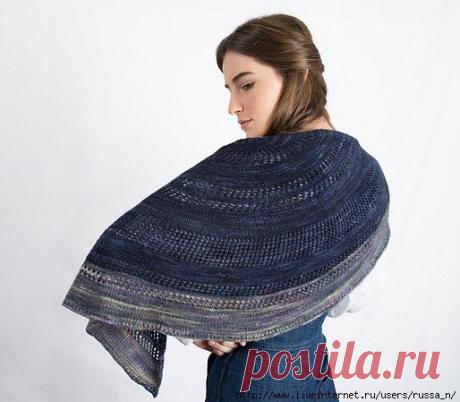 ПОЛУКРУГЛАЯ ШАЛЬ СПИЦАМИ "MOON RIVER SHAWLETTE" BY MALABRIGO TEAM