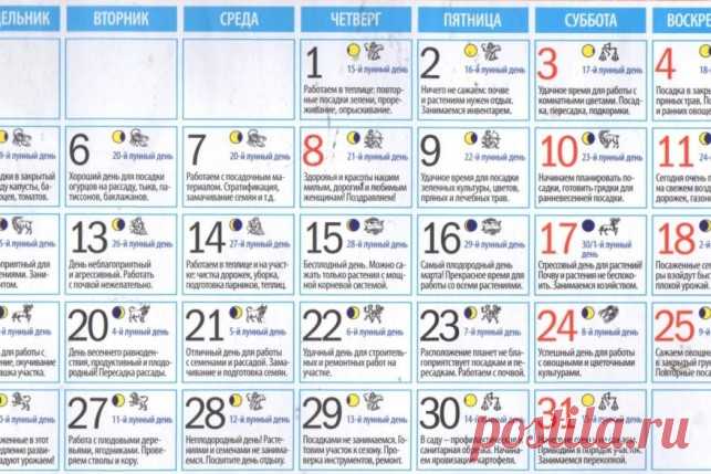 Календарь огородника на март 2018 года, посадочные дни: когда, что сеять, лунный календарь?