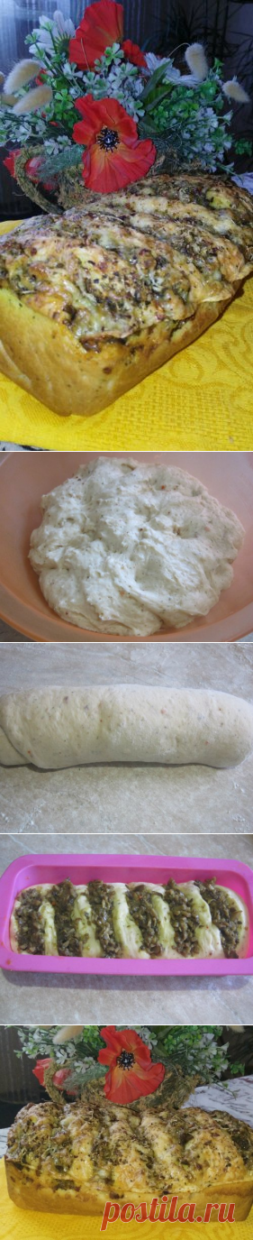 Хлеб с жареными грибами, луком и прованскими травами - Готовим сами