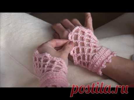 Crochet Romantic Gloves - English