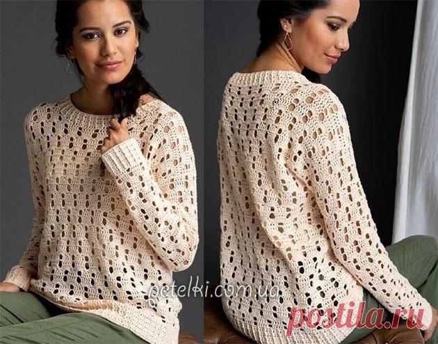 Ажурный джемпер крючком. Схемы вязания