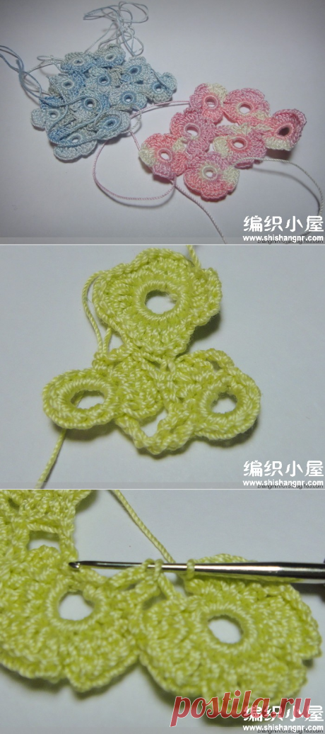 钩针小花片一线连教程图解 -编织小屋_编织人生论坛，手工编织毛衣，儿童毛衣编织，快乐编织网！