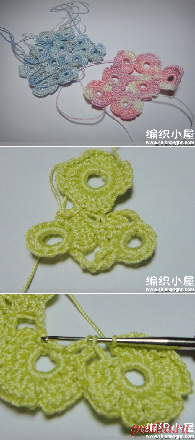 钩针小花片一线连教程图解 -编织小屋_编织人生论坛，手工编织毛衣，儿童毛衣编织，快乐编织网！