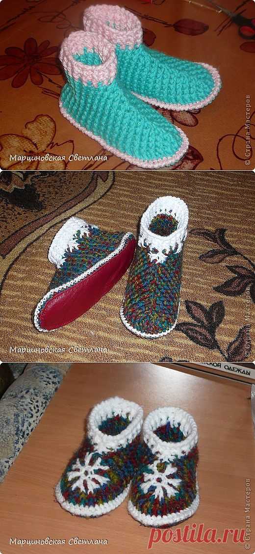 МК ТЕПЛЫХ ТАПОЧЕК КРЮЧКОМ..
