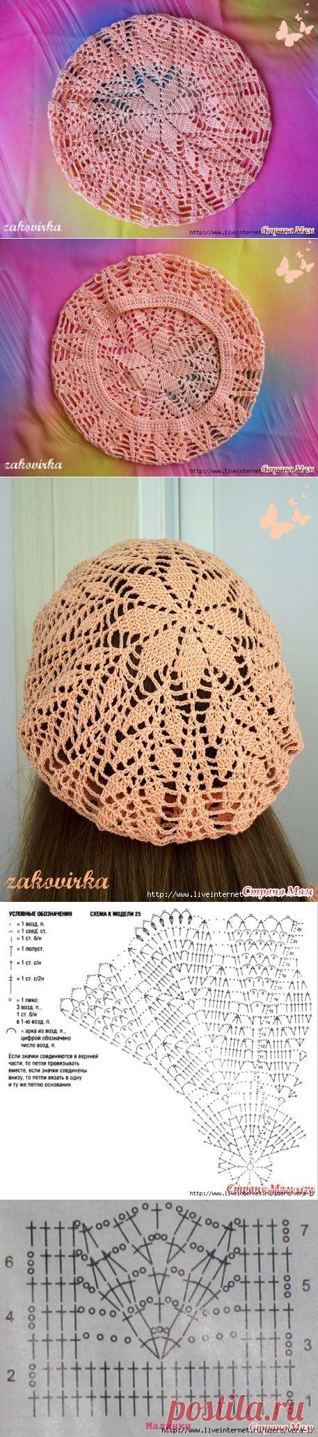 Летний ажурный берет "Колоски" | Варварушка-Рукодельница