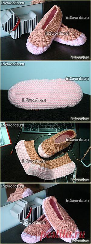 Следки-пинетки на двух спицах для взрослых из толстой пряжи. Вязание спицами.