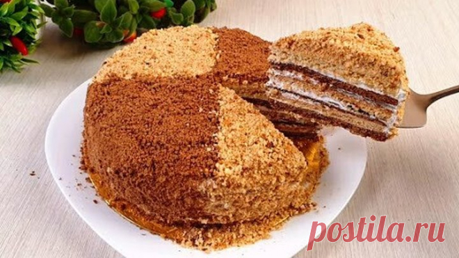 Вкусный чёрно-белый медовик