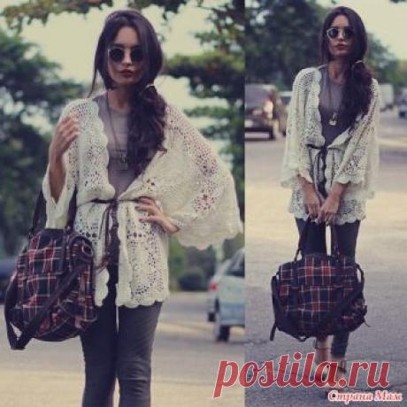 Кардиган из мотивов Начинаем вязать такой кардиганчик :-) На осинке, кстати, такой вяжут Есть приблизительная схема мотива.