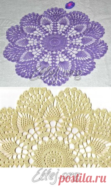 Сиреневая салфетка (36 см) — Crochet by Ellej | Вязание крючком от Елены Кожухарь