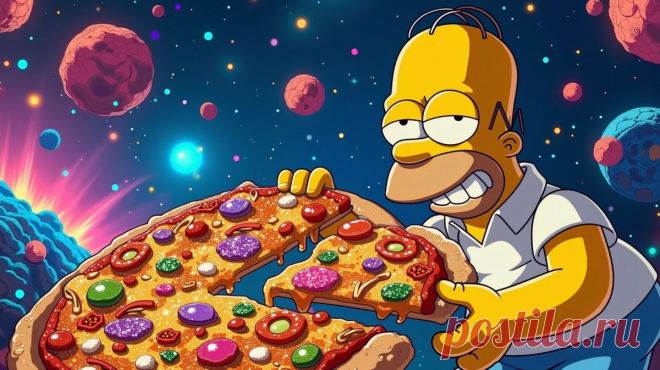 Гомер Симпсон: Космический Пиццериум. Генерация из нейросети Flux - Flux.1 примеры промтов - Форум ИИ о нейросетях - Yes Ai