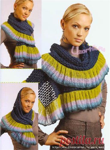 Шаль с оборкой - Описание вязания, схемы вязания крючком и спицами | Узорчик.ру