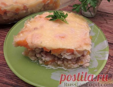 Рецепт: Запеканка из тыквы с индюшиным фаршем на RussianFood.com