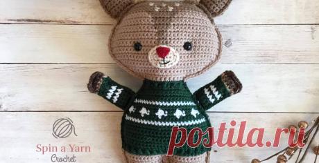 Праздничный Олень Бесплатная Схема Вязания Крючком (Часть 2!) • Спина пряжи крючком