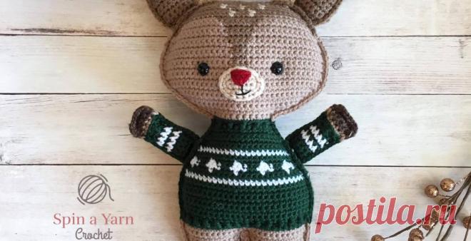 Праздничный Олень Бесплатная Схема Вязания Крючком (Часть 2!) • Спина пряжи крючком