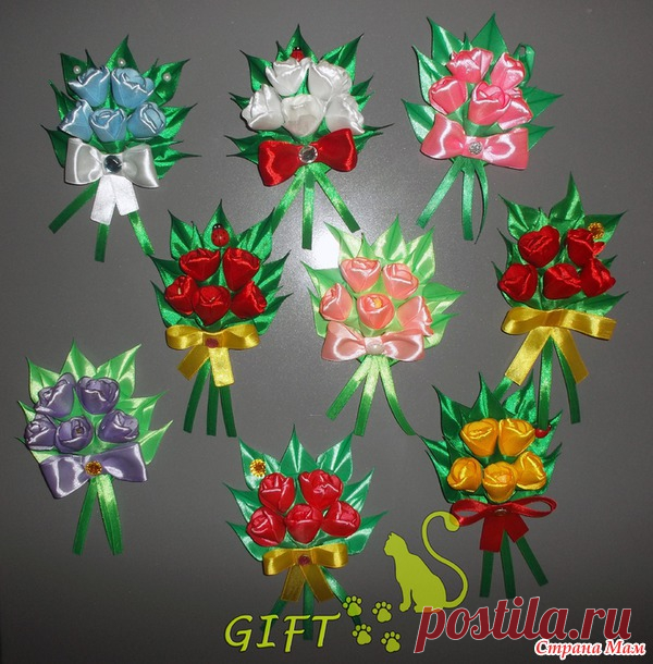 МК магнита-букетика на 8-е марта - Канзаши - Страна Мам