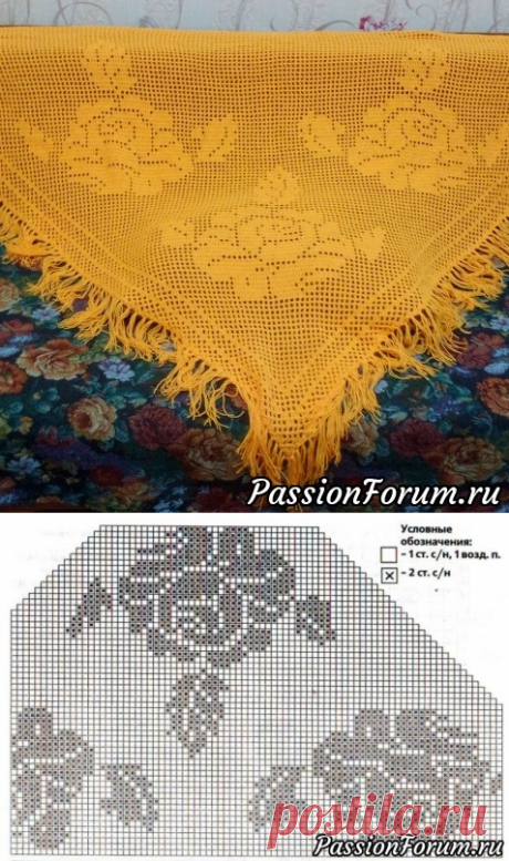 Шаль &quot;Розы&quot; + схема.