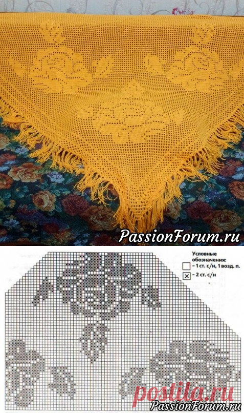 Шаль "Розы" + схема.