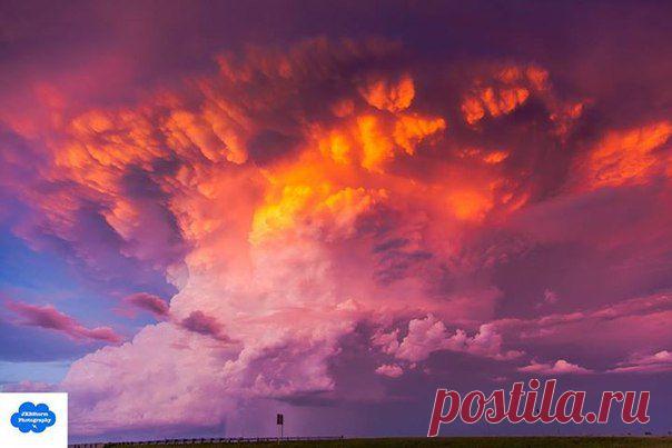 Гроза на закате неподалеку от Бисмарка. Северная Дакота. 5 июля 2014. Автор фото - Jeremy Bower. / Социальная погода