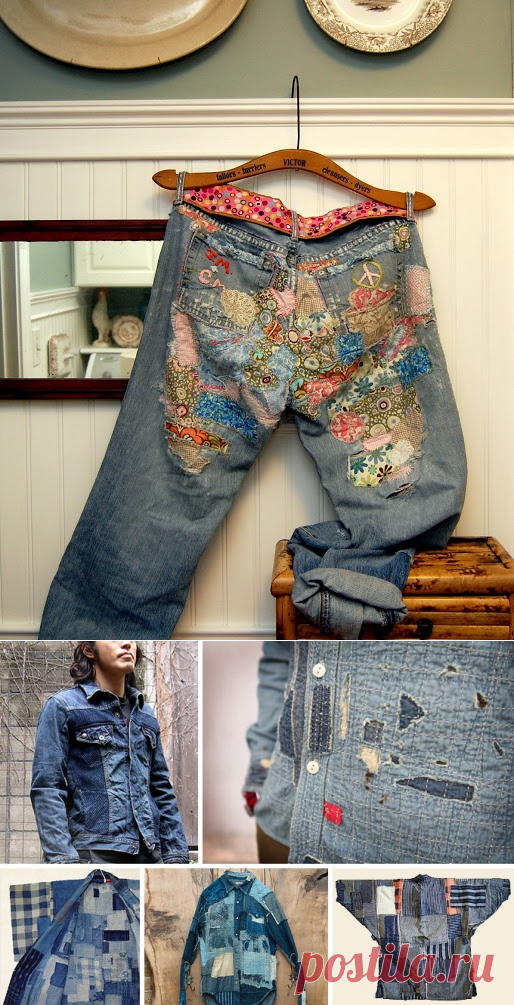 Оригинальный способ ремонта джинсов. Японская техника "боро". МК