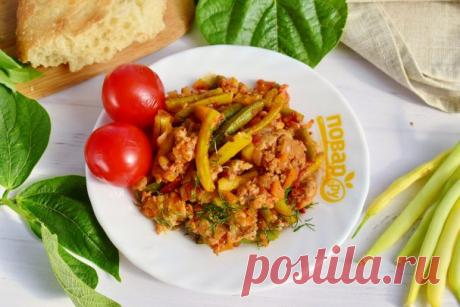 Стручковая фасоль с мясным рагу - пошаговый рецепт с фото на Повар.ру
