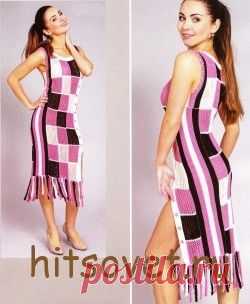 Вязаный сарафан с квадратами