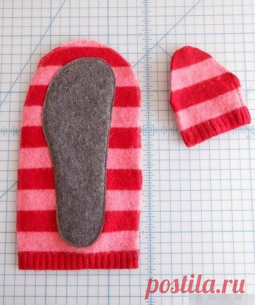 Тёплая домашняя обувь из свитера