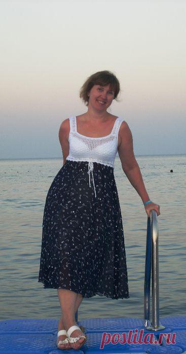 летнее платье ткань+вязание