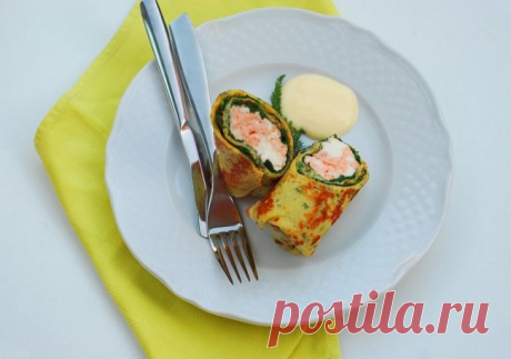 Укропные блинчики с лососем и шпинатом - Портал «Домашний»