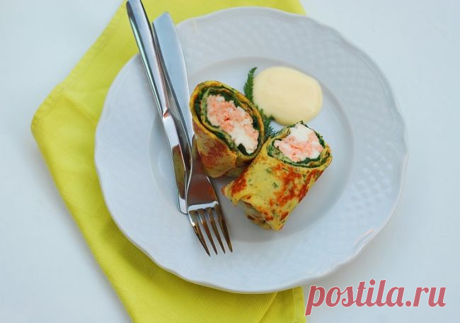 Укропные блинчики с лососем и шпинатом - Портал «Домашний»