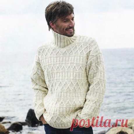 Шикарный мужской свитер спицами