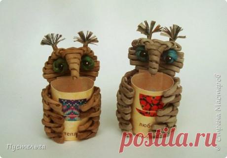 Сова чашку обнимашка, плетение из газет. МК | oblacco