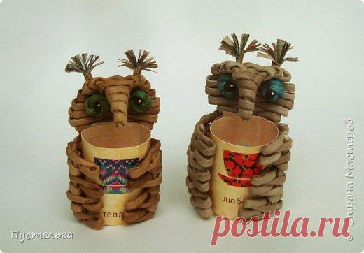 Сова чашку обнимашка, плетение из газет. МК | oblacco