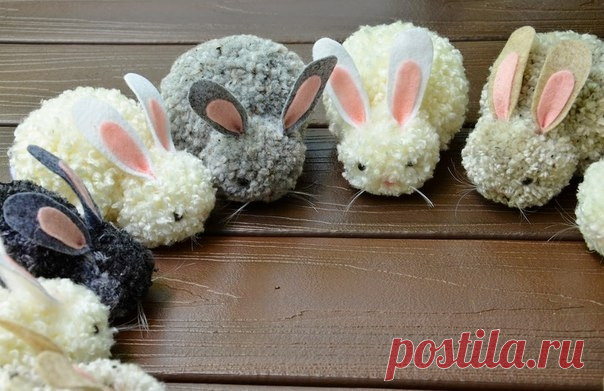 Кролики из помпонов — Сделай сам, идеи для творчества - DIY Ideas