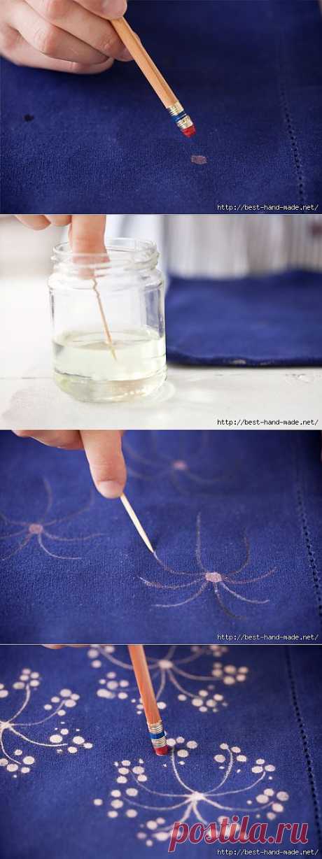 Праздничная роспись отбеливателем:) Очень просто и красиво! Мастер-класс.